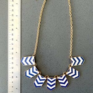 Cute blue and white chevron necklace